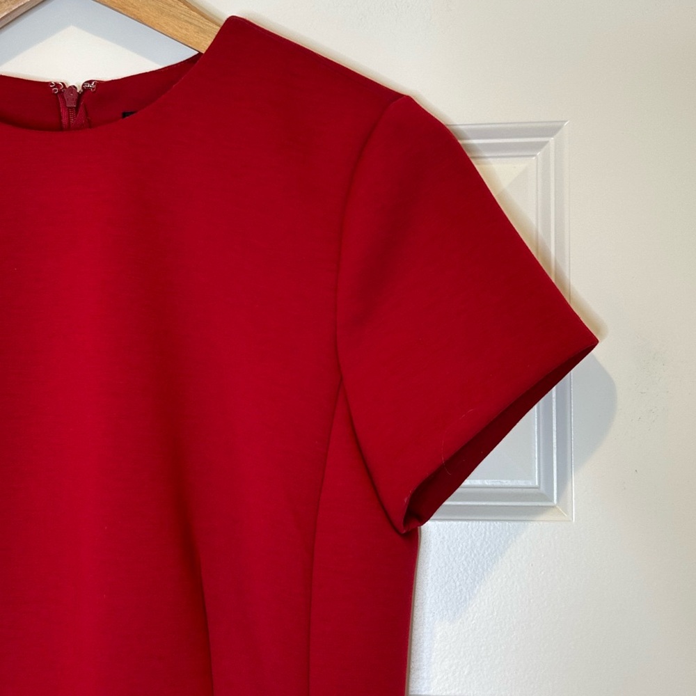 Ann Taylor Crimson Red Ponte Knit Dress Mid Length 6 - Picture 2 of 8